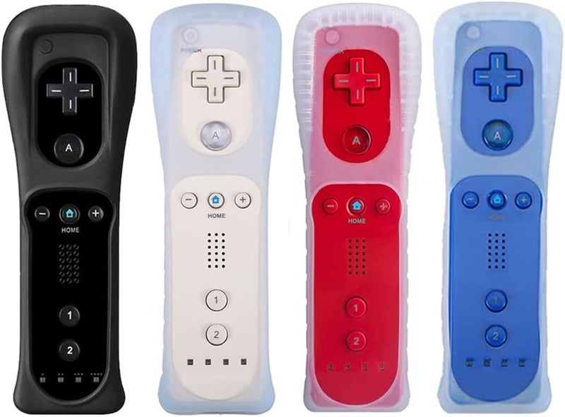 Tevodo Wii Remote Controller, 4 Packs Upgrade Wii Wireless Controller Compatible with Wii Wii U(Black, White,Deep Blue Red) - Image 1